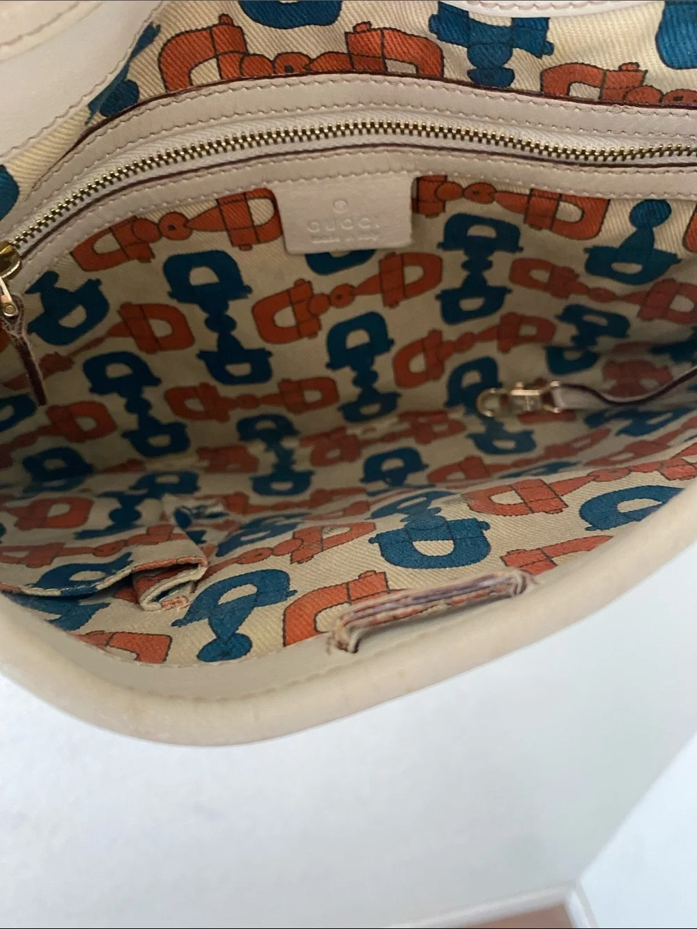 Gucci Beige Monogram Hobo Bag with Gold Hardware